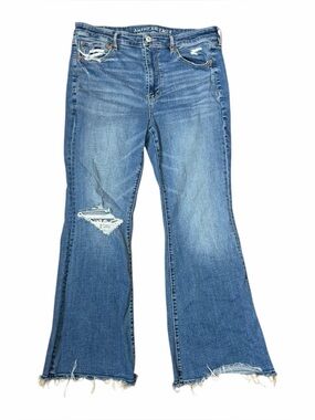American Eagle Super High Rise Flare Light Wash Denim Jeans Women Size 12
